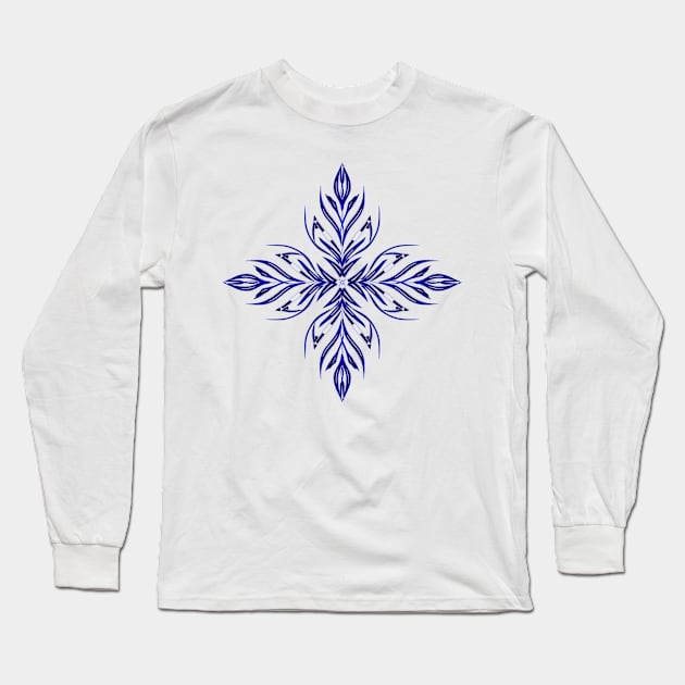 Shower of Sapphire Snowflakes Long Sleeve T-Shirt by StephOBrien